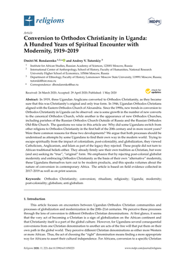 Conversion to Orthodox Christianity in Uganda: a Hundred Years of Spiritual Encounter with Modernity, 1919–2019