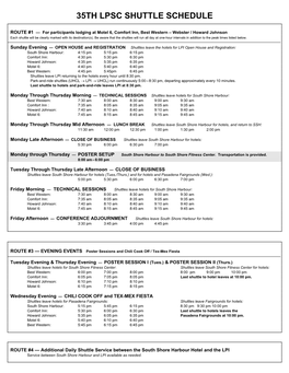 35Th Lpsc Shuttle Schedule