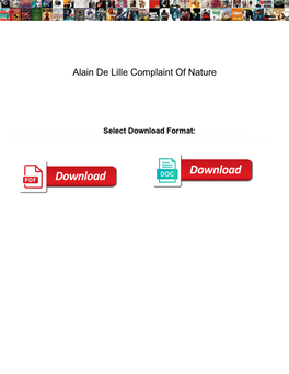 Alain De Lille Complaint of Nature