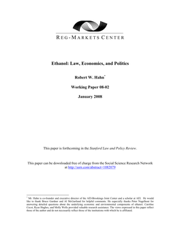 Ethanol: Law, Economics, and Politics