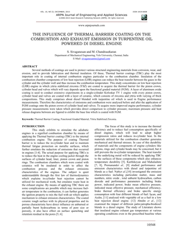 The Influence of Thermal Barrier Coating on the Combustion and Exhaust Emission in Turpentine Oil Powered Di Diesel Engine