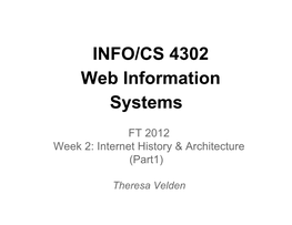 INFO/CS 4302 Web Information Systems