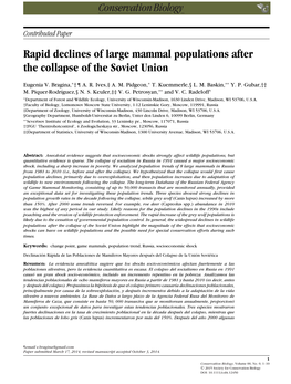 Rapid Declines of Large Mammal Populations After the Collapse of the Soviet Union