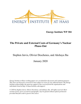 The Private and External Costs of Germany's Nuclear Phase-Out