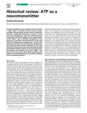 Historical Review: ATP As a Neurotransmitter