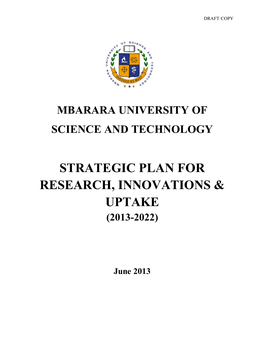 Strategic Plan for Research, Innovations & Uptake