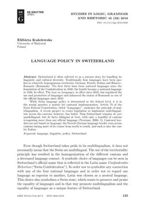 Language Policy in Switzerland