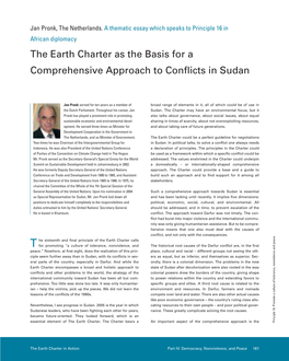 Jan Pronk 'The Earth Charter As the Basis for a Comprehensive