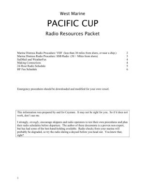 West Marine PACIFIC CUP Radio Resources Packet