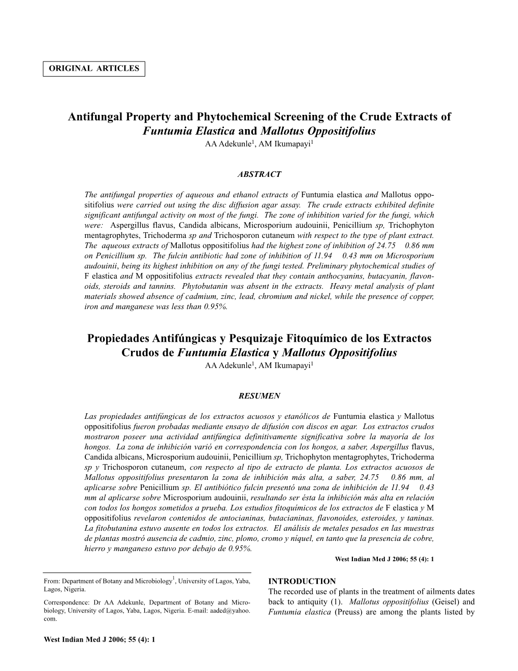 Adekundle, Antifungal Property and Phytochemical Screening.Qxp