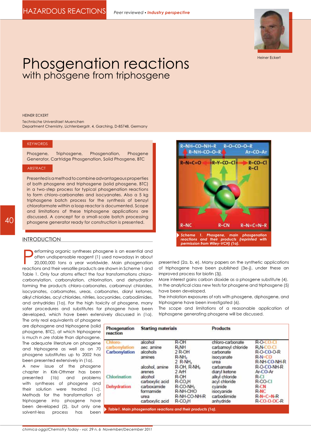 Phosgenation Reactions with Phosgene from Triphosgene