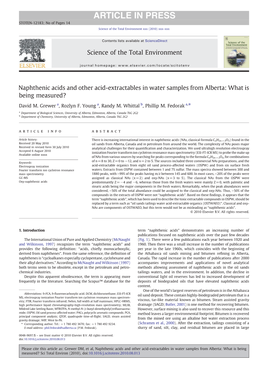 Naphthenic Acids and Other Acid-Extractables in Water Samples from Alberta: What Is Being Measured?