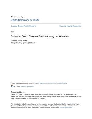Barbarian Bond: Thracian Bendis Among the Athenians