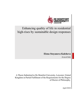 Enhancing Quality of Life in Residential High-Rises by Sustainable Design Responses