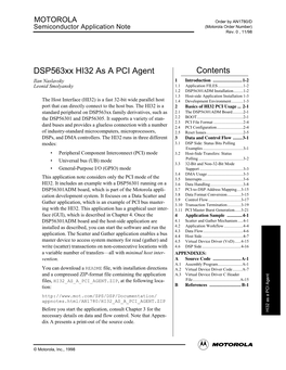 Dsp563xx HI32 As a PCI Agent Contents Ilan Naslavsky 1 Introduction