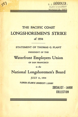 LONGSHOREMEN's STRIKE Waterfront Employers Union