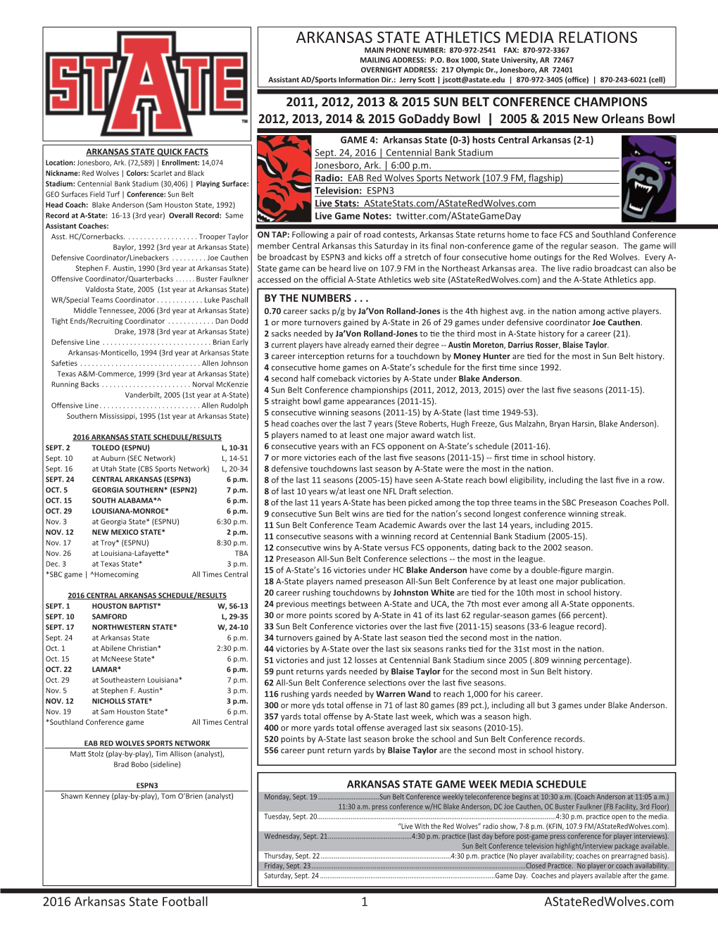 2016 A-STATE FB GAME NOTES Layout 1
