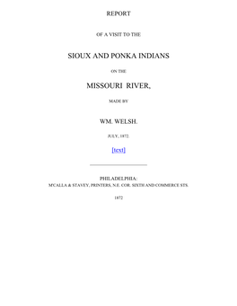 Sioux and Ponka Indians Missouri River