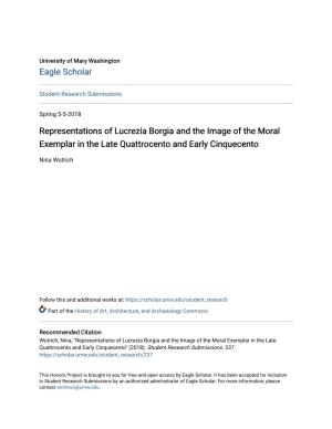 Representations of Lucrezia Borgia and the Image of the Moral Exemplar in the Late Quattrocento and Early Cinquecento