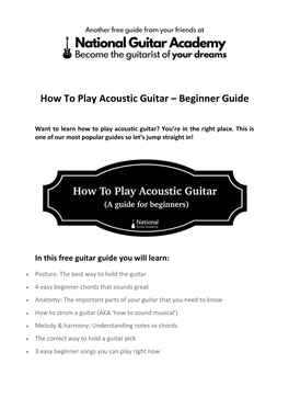 How to Play Acoustic Guitar – Beginner Guide