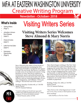 MFA at EASTERN WASHINGTON UNIVERSITY Creative Writing Program Newsletter - October- 2018