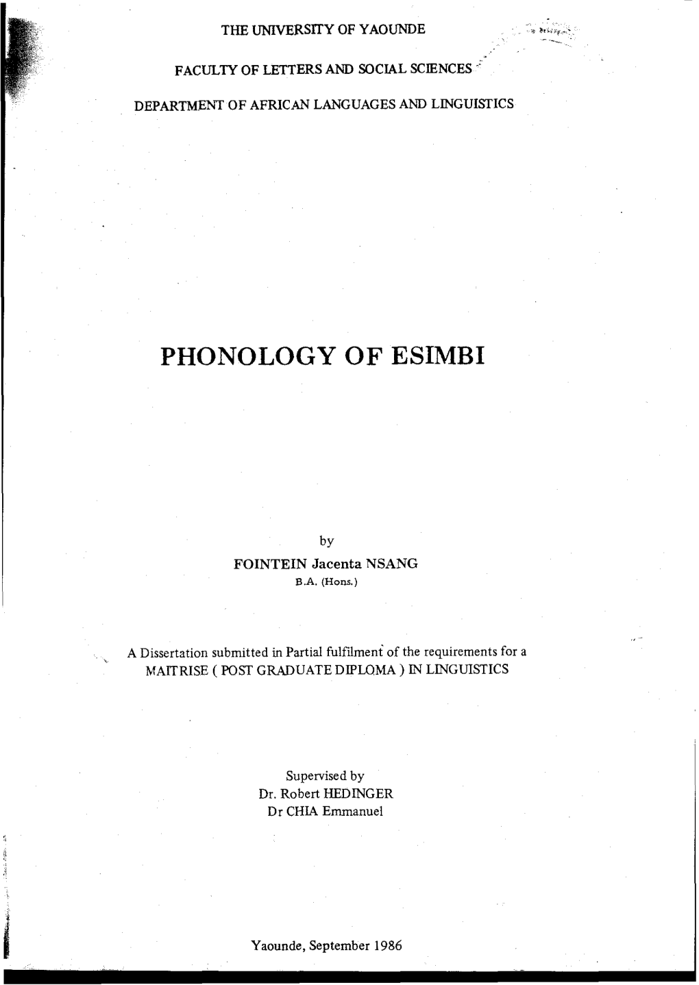 Phonology of Esimbi