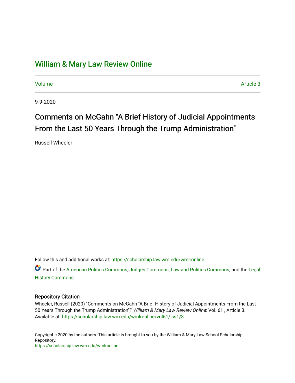 A Brief History of Judicial Appointments from the Last 50 Years Through the Trump Administration