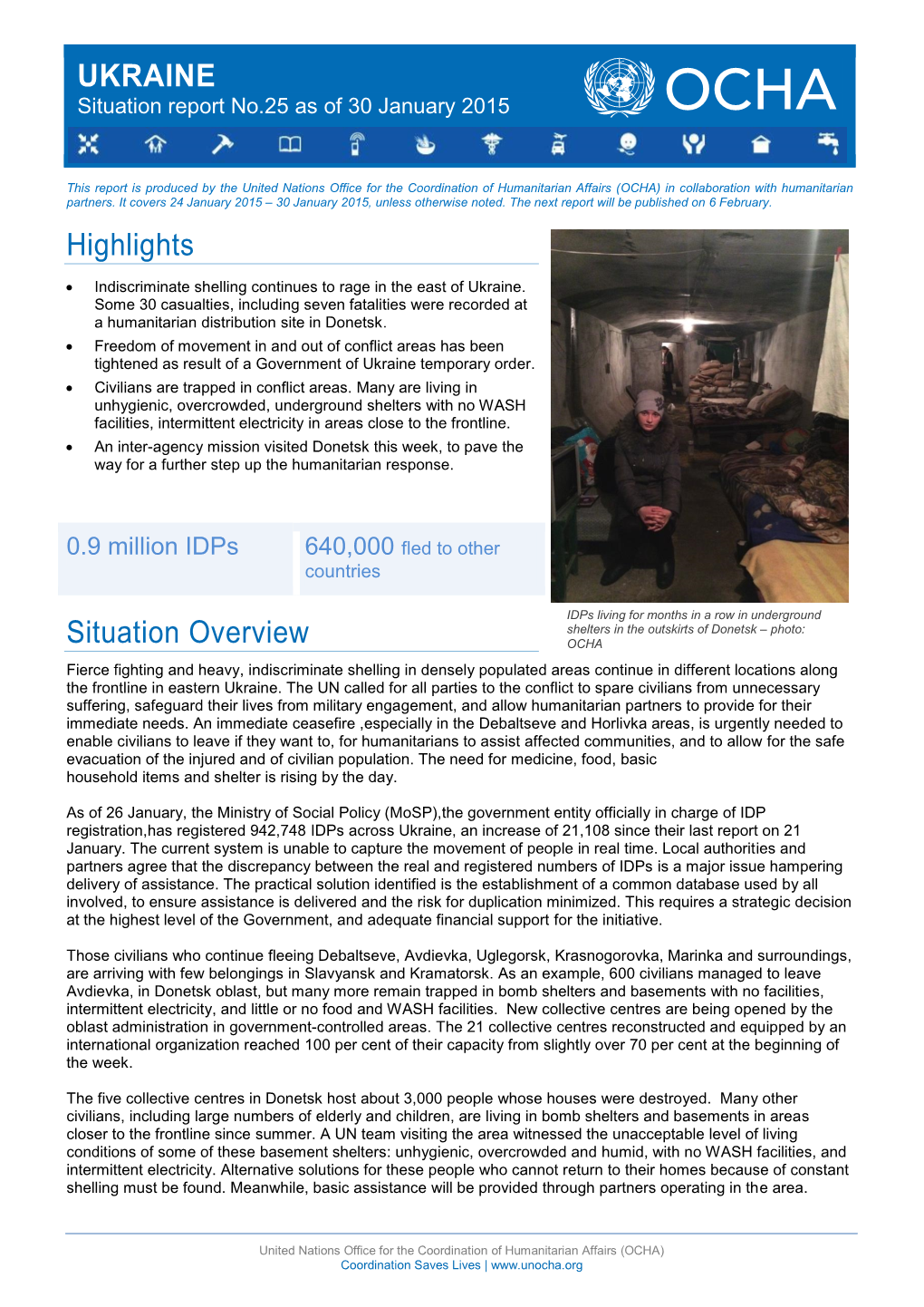 UKRAINE Situation Report No.25 As of 30 January 2015