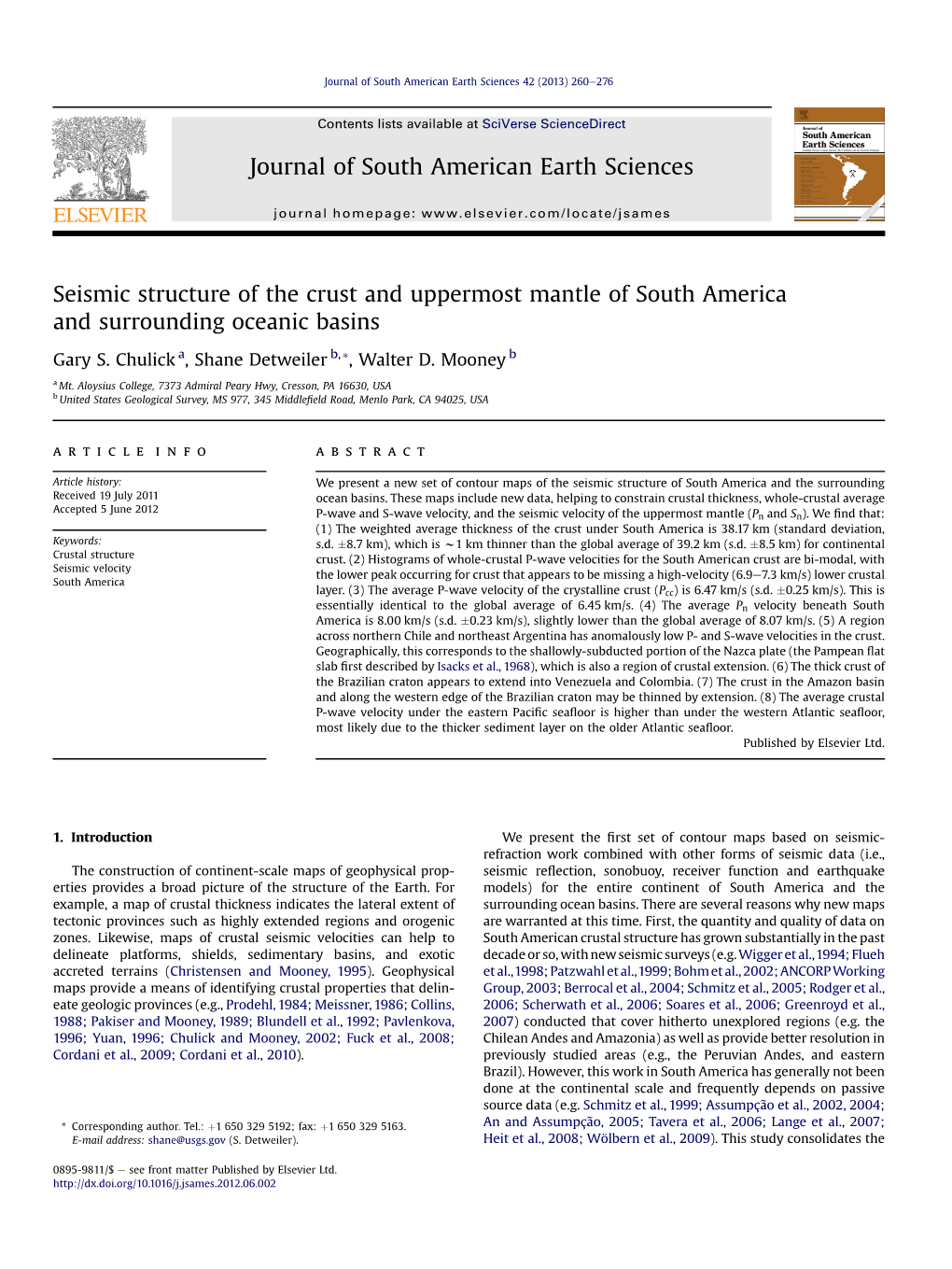 Seismic Structure of the Crust and Uppermost Mantle of South America and Surrounding Oceanic Basins