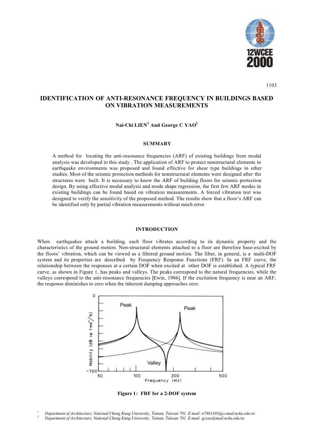 Identification of Anti-Resonance Frequency in Buildings Based on Vibration Measurements