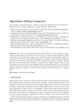 Algorithmic Folding Complexity∗