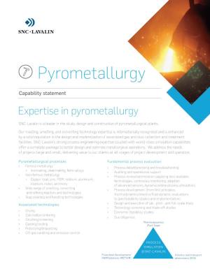 Expertise in Pyrometallurgy