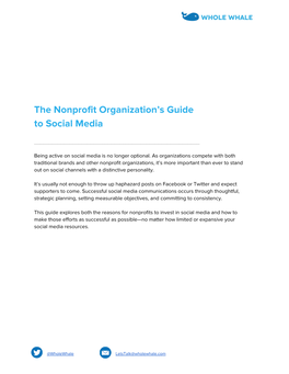 Wholewhale's the Nonprofit Organization's Guide to Social Media