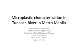 Microplastic Characterization in Tunasan River in Metro Manila