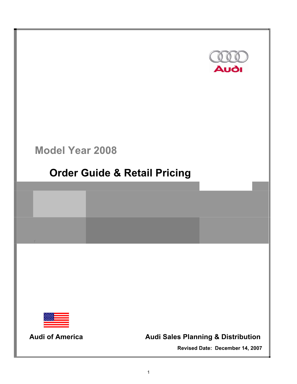 AUDI ORDER GUIDE MODEL YEAR 2008- USA (Retail)
