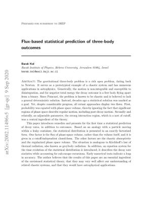 Flux-Based Statistical Prediction of Three-Body Outcomes