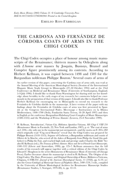 The Cardona and Fernández De Córdoba Coats of Arms in the Chigi Codex