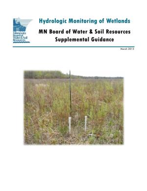 Hydrologic Monitoring of Wetlands MN Board of Water & Soil Resources Supplemental Guidance