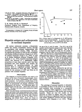 Hepatiis Antigen and O-Fetoprotein in Neonatal Hepatitis