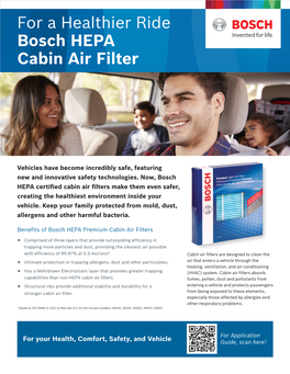 Bosch HEPA Cabin Air Filter Flyer 824.8 Kb