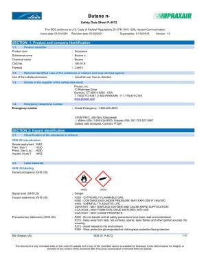Butane (Normal) Safety Data Sheet