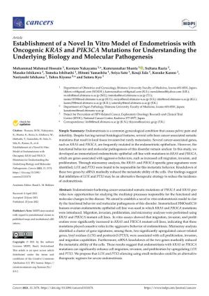 Establishment of a Novel in Vitro Model of Endometriosis with Oncogenic KRAS and PIK3CA Mutations for Understanding the Underlying Biology and Molecular Pathogenesis