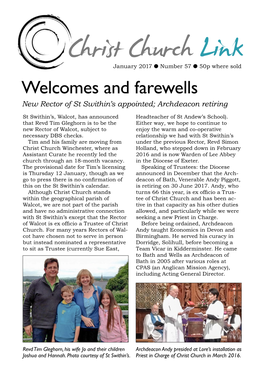 Welcomes and Farewells New Rector of St Swithin’S Appointed; Archdeacon Retiring