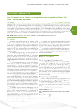 Diet Composition and Feeding Strategy of Nemipterus Japonicus Bloch, 1791 from Tha-Baw-Seik, Myanmar