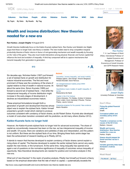 Wealth and Income Distribution: New Theories Needed for a New Era | VOX, CEPR’S Policy Portal