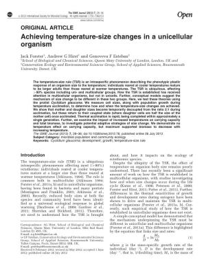Achieving Temperature-Size Changes in a Unicellular Organism