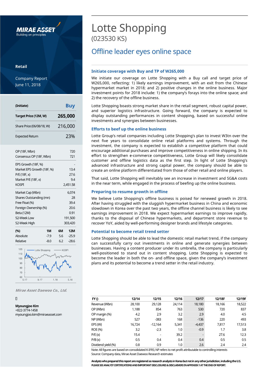 Lotte Shopping (023530 KS ) Offline Leader Eyes Online Space