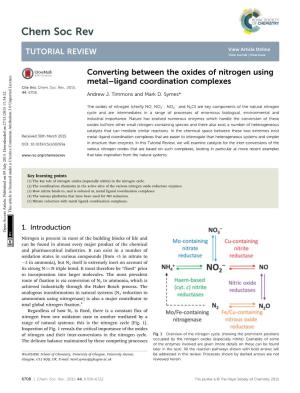 Converting Between the Oxides of Nitrogen Using Metal&#X2013