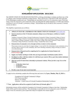 Scholarship Application: 2014/2015