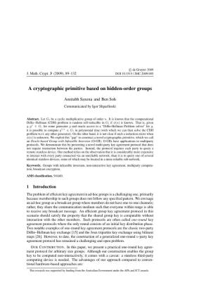 A Cryptographic Primitive Based on Hidden-Order Groups